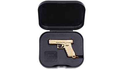 GLOCK Schlüsselanhänger Pistole Gen4, vergoldet, mit Box