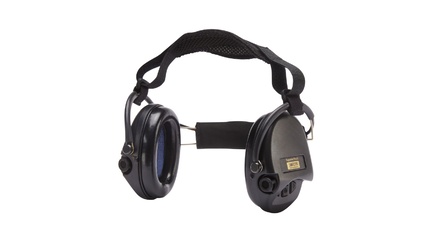 SORDIN Supreme Pro-X Aktiver Kapsel-Gehörschutz mit schwarzem Stoff- Nackenband, Schaumkissen & schwarzen Kapseln Modell 2023