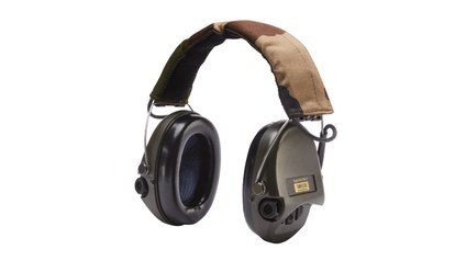 SORDIN Supreme Pro-X Aktiver Kapsel-Gehörschutz mit Camo-Stoffband, Schaumkissen & grünen Kapseln Modell 2023