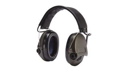 SORDIN Supreme Pro Aktiver Kapsel-Gehörschutz mit schwarzem Lederband, Schaumkissen & grünen Kapseln Modell 2023