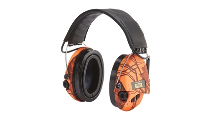 SORDIN Supreme Pro X Aktiver Kapsel-Gehörschutz mit LED Licht, Lederband, Gelkissen & orangen Kapseln